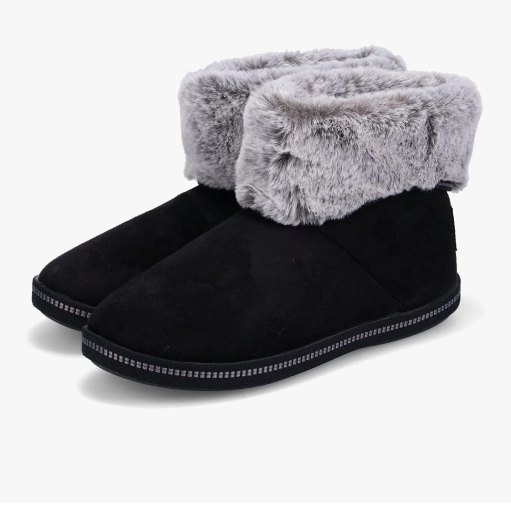 NEW Skechers Boots Women's Black Faux Fur Ankle Boots size 5.5